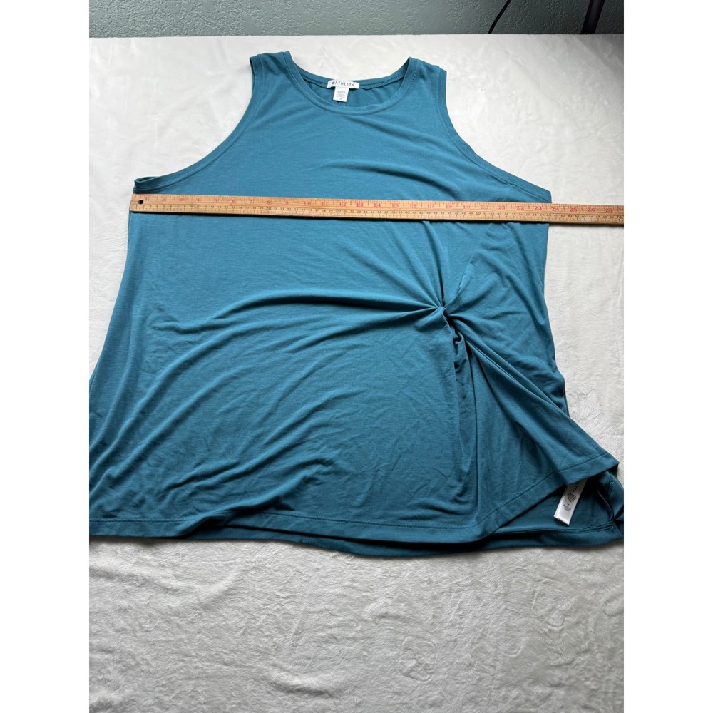 Athleta Radiate Tank Top Teal Blue Side Knot Cinch Activewear Womens 1X - Picture 3 of 9